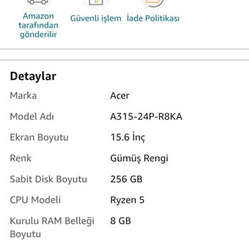 Acer Işıklı Klavye Özellikli Bilgisayar İle Değiştirilmesini Rica Ediyorum