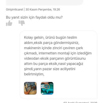 Girişim Ticaret Eksik Gönderilen Ürün