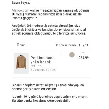 Mango Kargom İsteğim Dışında İade Edildi.