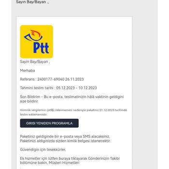 PTT Kargo Teslimatım Olmadan Gelen Şüpheli Gümrük Vergisi Talebi