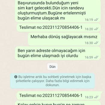 Dijital Kurye Sim Kart Teslimatı Yapmıyor, WhatsApp'tan Hiç Cevap Yok