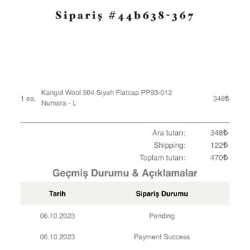 Kangol Sipariş Tarafıma Ulaşmadı