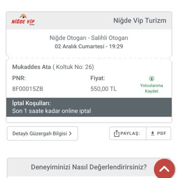 Niğde Vip Turizm Hizmetinizden Memnun Değiliz