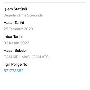 Türkiye Sigorta Kasko Cam Değişimin