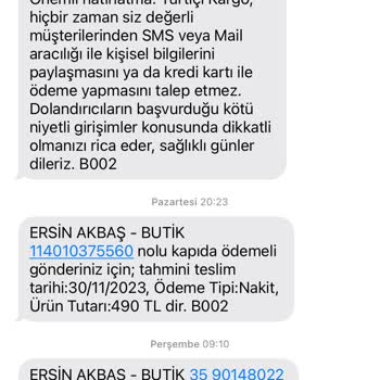 Butik35tl (Instagram) Ürünüm Kısa Geldi Şimdi De Dönüş Yapmıyorlar