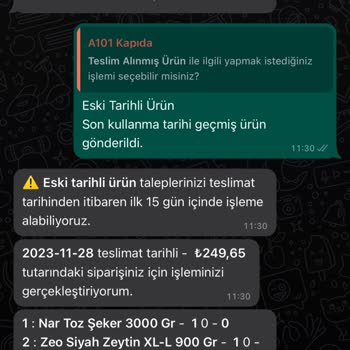 A101 Kapıda Uygulamasından Sipariş