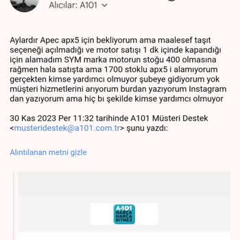 A101 Motor Satışında Haksızlık