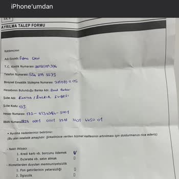 Türkiye Hayat Emeklilik BES Ayrılma Talebi