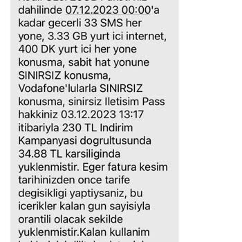 Vodafone Tarife Değişikliği İle Gelen Ekstra Ödeme...