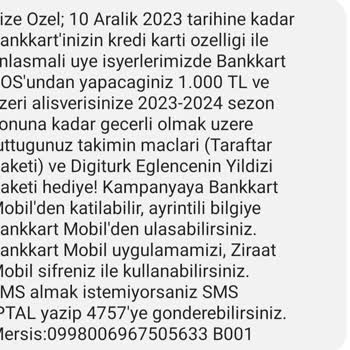 Ziraat Bankası 1000 TL Harcama, Digiturk Taraftar Paketi,