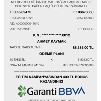 İade Edilemeyen Eğitim Ücreti ( T. C. Üsküdar Üniversitesi)