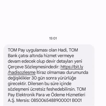 Hadi TOM Pay İzinsiz Üyelik Ve Mesaj Şikayeti