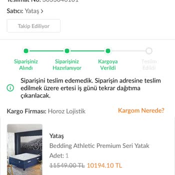 Trendyol-Yataş Ürün Hakkında Müşteri Mağdur Ediyor Yardımcı Olmuyor