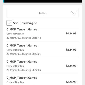 Tencent Games Türkiye Bilgim Dışında Mobil Ödeme Yapılmıştır