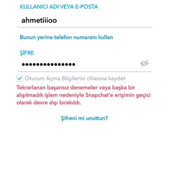 Snapchat Hesabıma Giriş Yapamıyorum