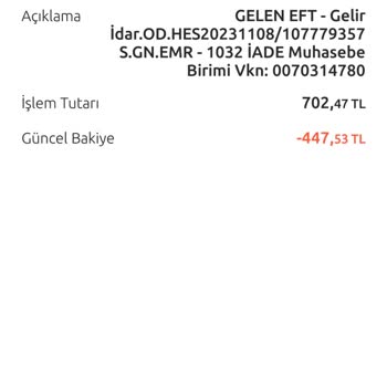 Gelir İdaresi Başkanlığı Pasaport Harcı İadesinin Eksik Yatması
