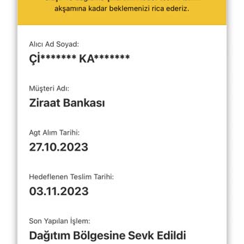 1 Aydır Ulaşmayan Banka Kartım Ve İlgisiz AGT Kurye