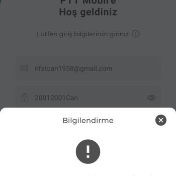 PTT Kargo PTT Mobil Uygulamasına Giriş Hata Veriyor