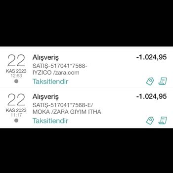 Zara Çift Çekim Alınan Tutarın İadesi