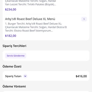 Arby's Tatlısu Şube Şikayeti