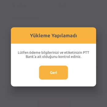 PTT HGS Yükleme Hatası