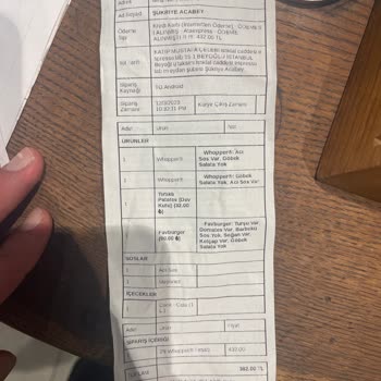 Burger King Online Siparişin Hatalı Olması