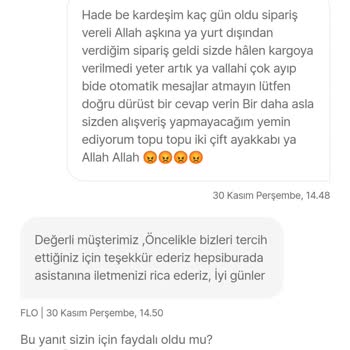 FLO Ayakkabı Çok Geç Teslimat Yanıltıcı Bilgi