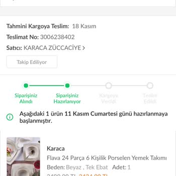Trendyol Karaca Teslimat Sorunu