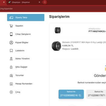 Epttavm Kıslık Lastik Aldım 2 Hafta Oldu Teslim Edilmedi