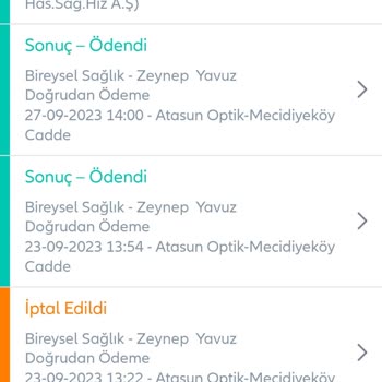 Atasun Optik Gebze Center 2 Kere Ödeme