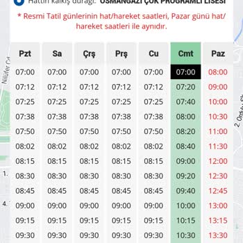 BURULAŞ B2d Sefer Saatleri Düzenlemesi Hakkında