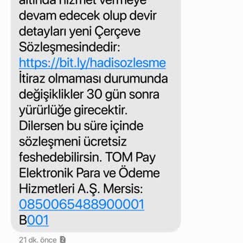 Hadi TOM Pay İstenmeyen Üyelik Ve İptal Sorunu