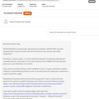 Hepsiburada Ürün İadesi Alınma Kargo Problemi