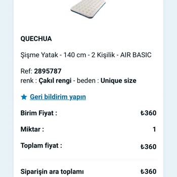 Decathlon 4 Aydır Değişmeyen Şişme Yatak