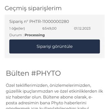 Phyto Sipariş İptali İstiyorum