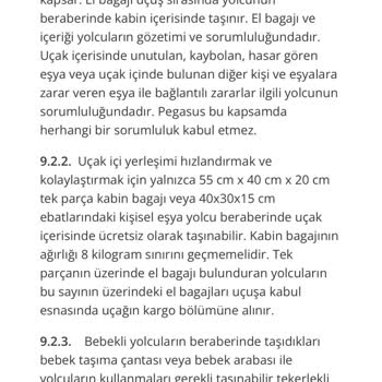 Pegasus Bagaj Hakkı Ve Ölçüleri