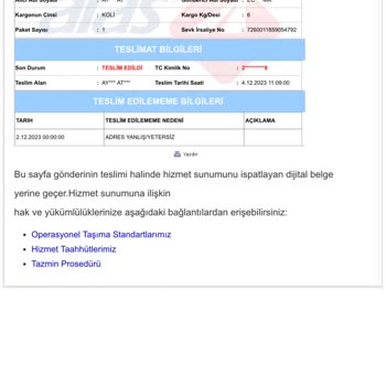 Aras Kargo Kuryenin Adresime Ürünümü Ulaştırmaması