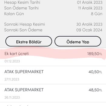 Akbank Ek Kart Aidat Ücreti