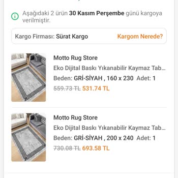 Motto Halı Motto Hali&motto Rug Hali& Sürat Kargo & Trendyol
