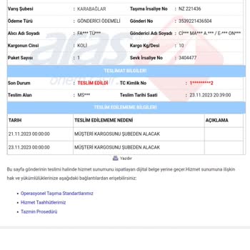 Aras Kargo Şube Teslim Almadığım Kargomu Teslim Edildi Olarak Sisteme İşlemiş