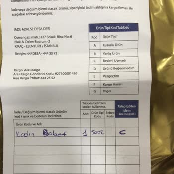 Desa Deri Gidiyim İade Sorunu