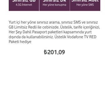 Vodafone Tek Tarife Sunması