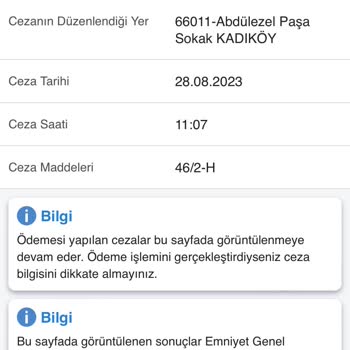 Emniyet Genel Müdürlüğü Haksız Ters Yön Ceza