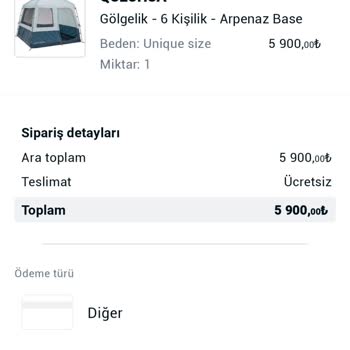 Decathlon Ücreti Ödenmiş Sipariş İptal Edilmiş