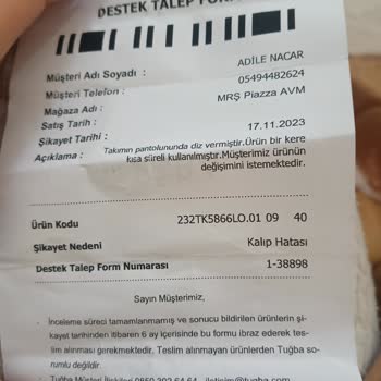 Tuğba Giyim Kahramanmaraş'ta Satın Alınan Üründe Yaşanan Kalite Sorunu