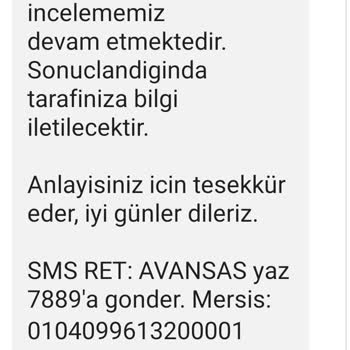 Avansas Sipariş Teslimat Sıkıntısı