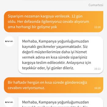 Trendyol Avva 15 Gündür Kargolanmayan Sipariş Ve İletişim Sorunu