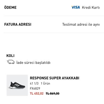 Adidas Satın Alınan Ürünün Habersiz Bir Şekilde Geri Geri Çekmesi
