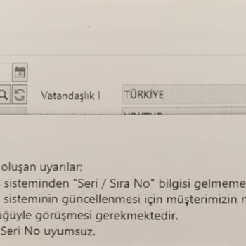 Kuveyt Türk Mernis Seri No Uyumsuz