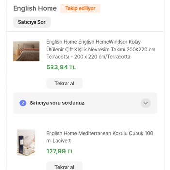 English Home Satin Aldığım Ürünlerimi Göndermiyor.